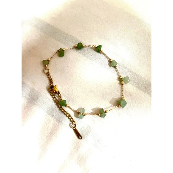 light green chain bracelet elegant thin free people statement gold boho dainty - Picture 4 of 4